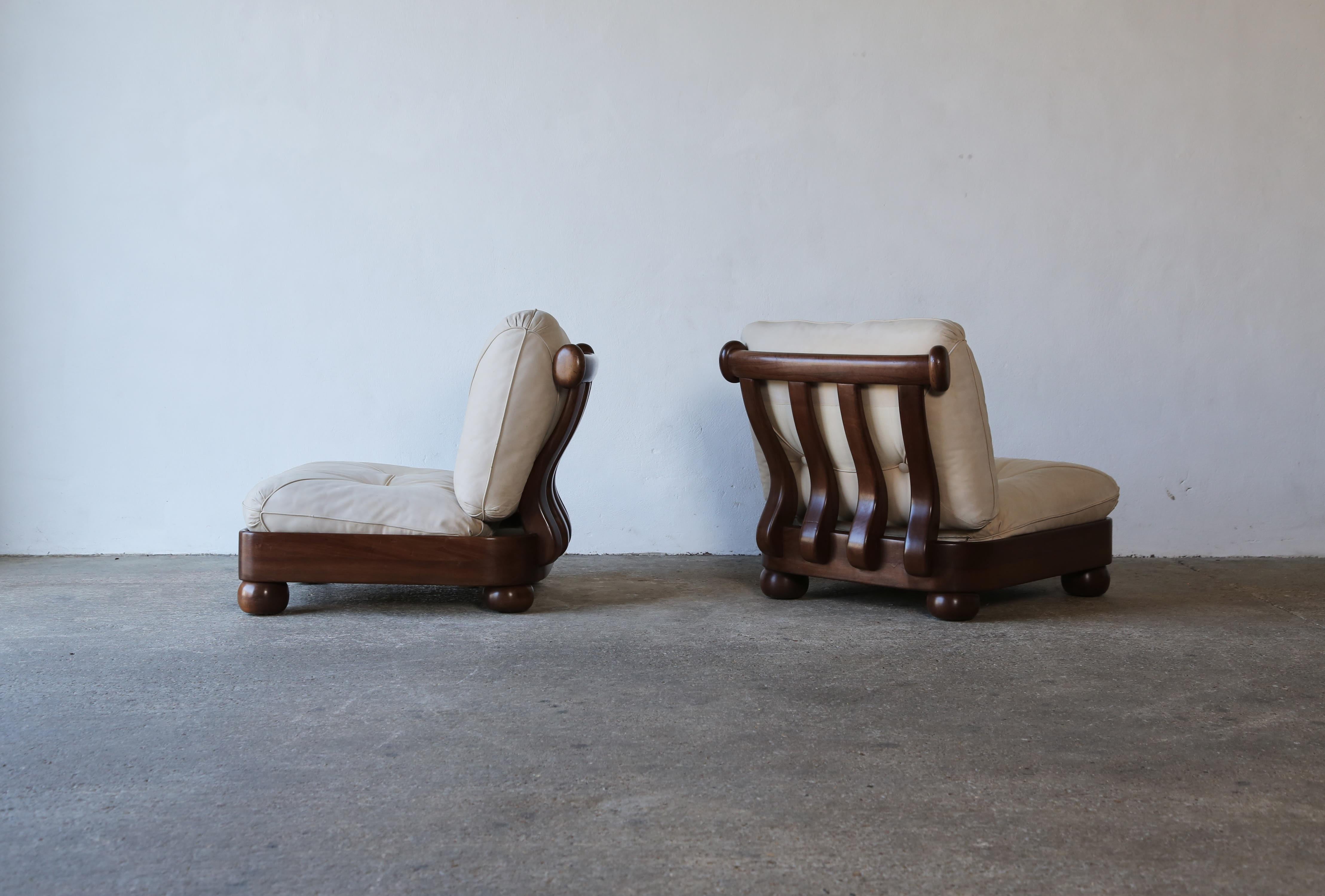 Italian Rare Wavy Back Lounge Chairs, Italy, 1970s