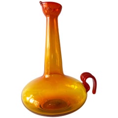 Retro Rare Wayne Husted for Blenko Tangerine Bird Vase Sculpture Vessel