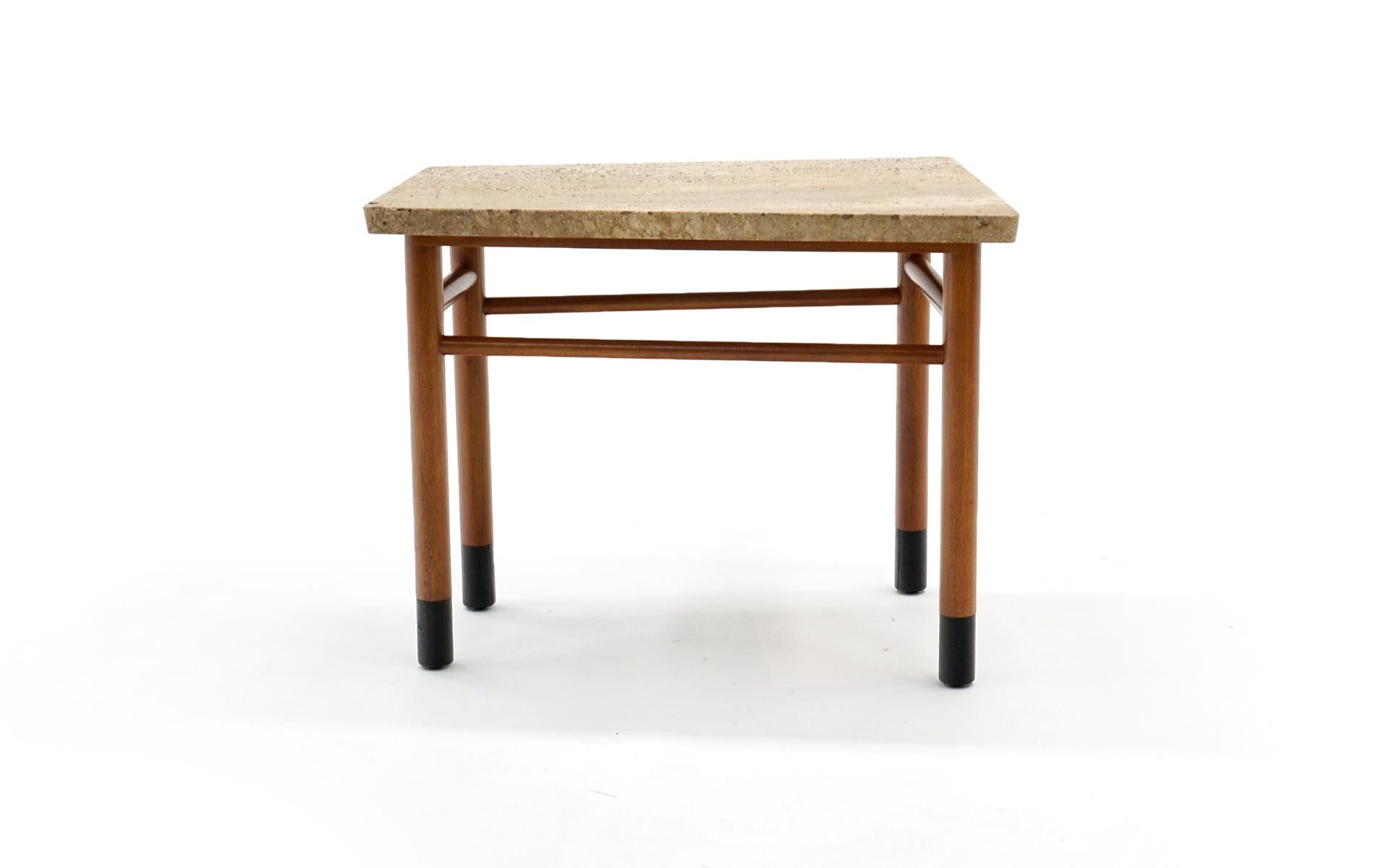 Mid-Century Modern Rare Wedge Side Table with Travertine Top by Edward Wormley for Dunbar