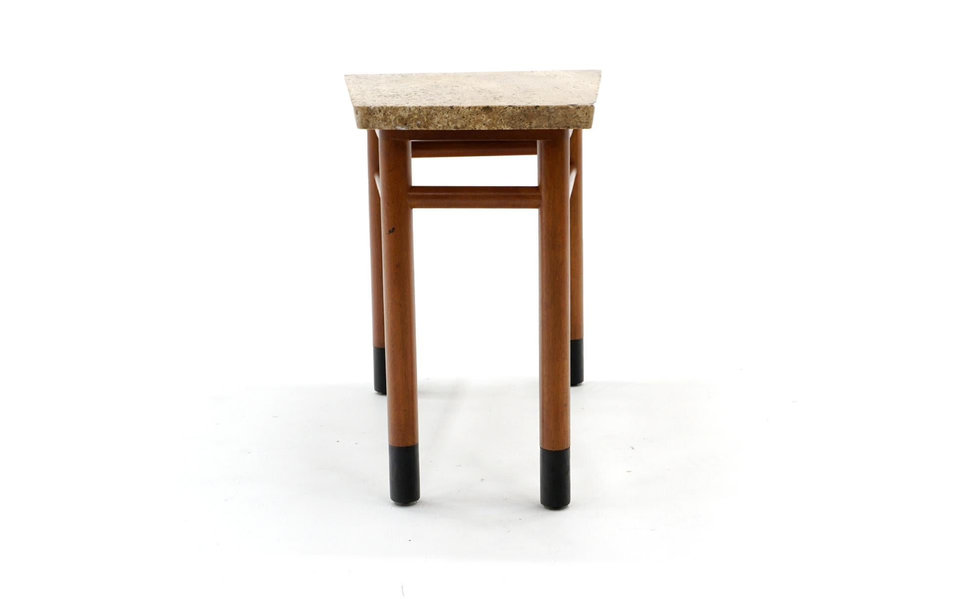 Rare Wedge Side Table with Travertine Top by Edward Wormley for Dunbar In Good Condition In Kansas City, MO