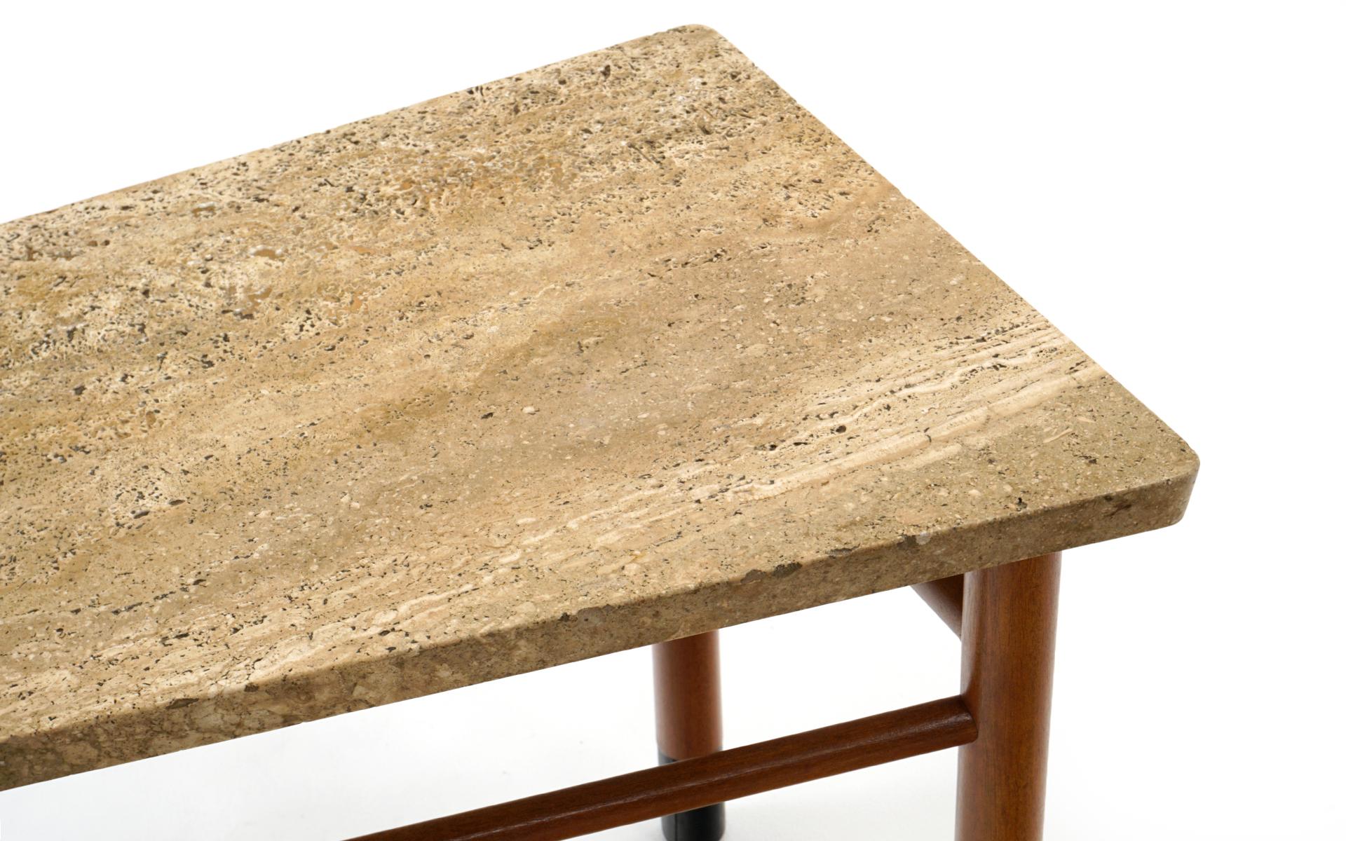 Rare Wedge Side Table with Travertine Top by Edward Wormley for Dunbar 1