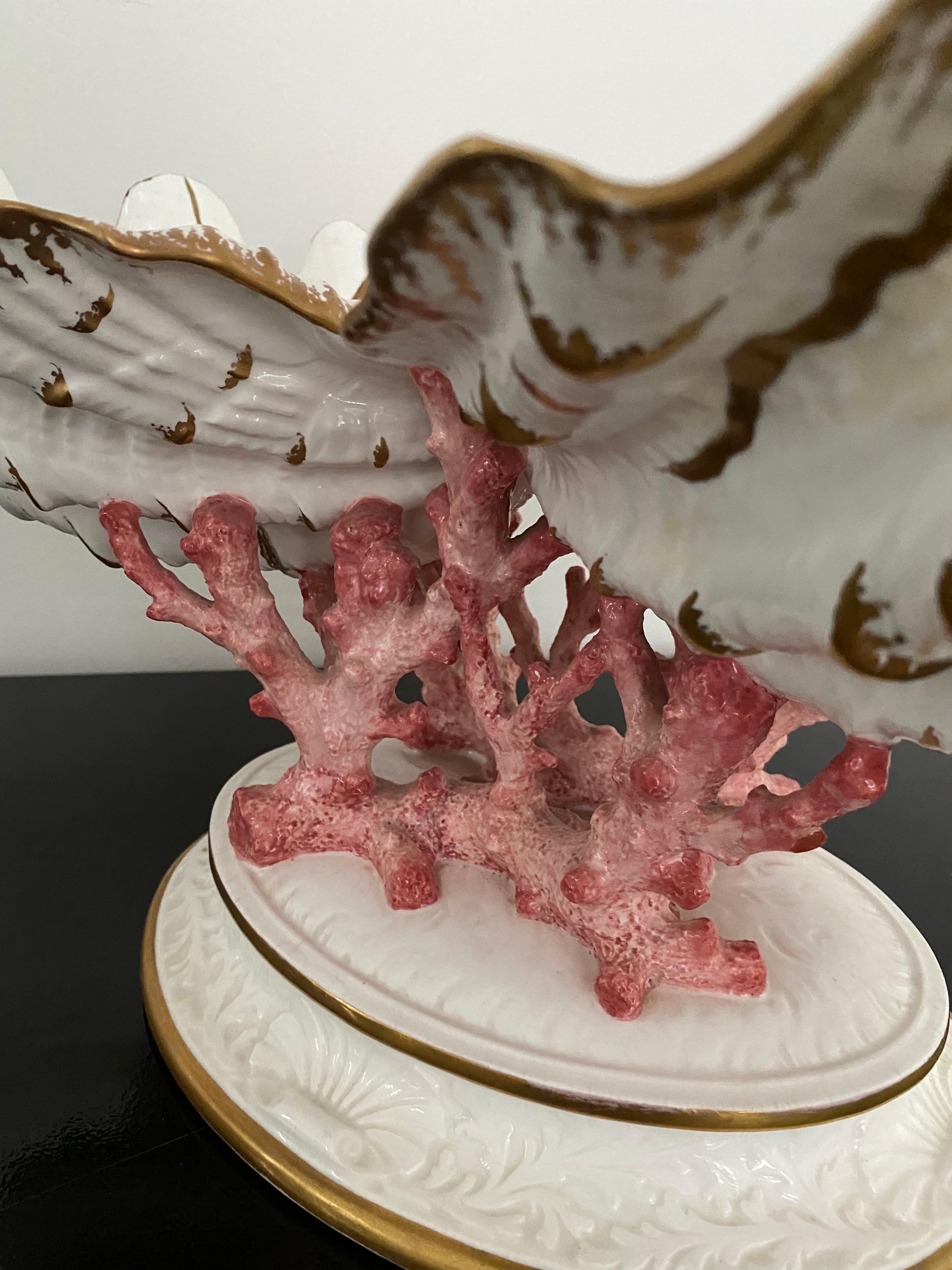 Rare Wedgwood Coral and Clamshells Decorative Pedestal Table Centerpiece Dish 5