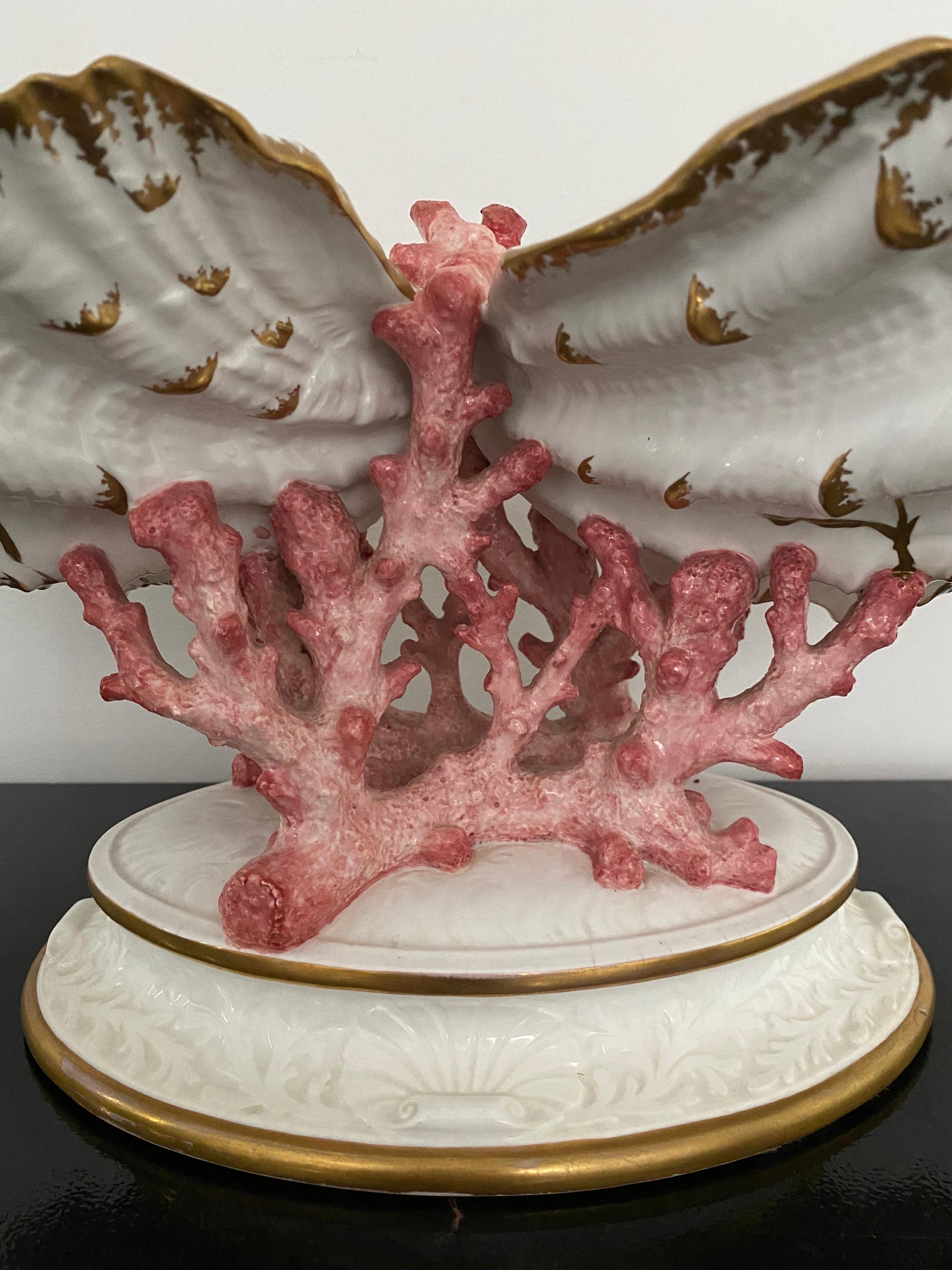 Rare Wedgwood Coral and Clamshells Decorative Pedestal Table Centerpiece Dish 2