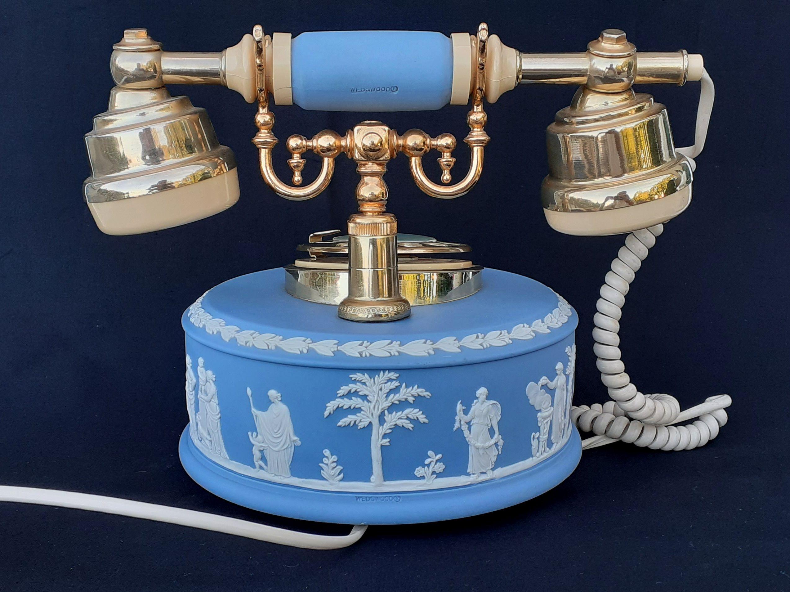 RARE Wedgwood Jasperware Blue Rotary Dial Astral Vintage Telephone Collector For Sale 4