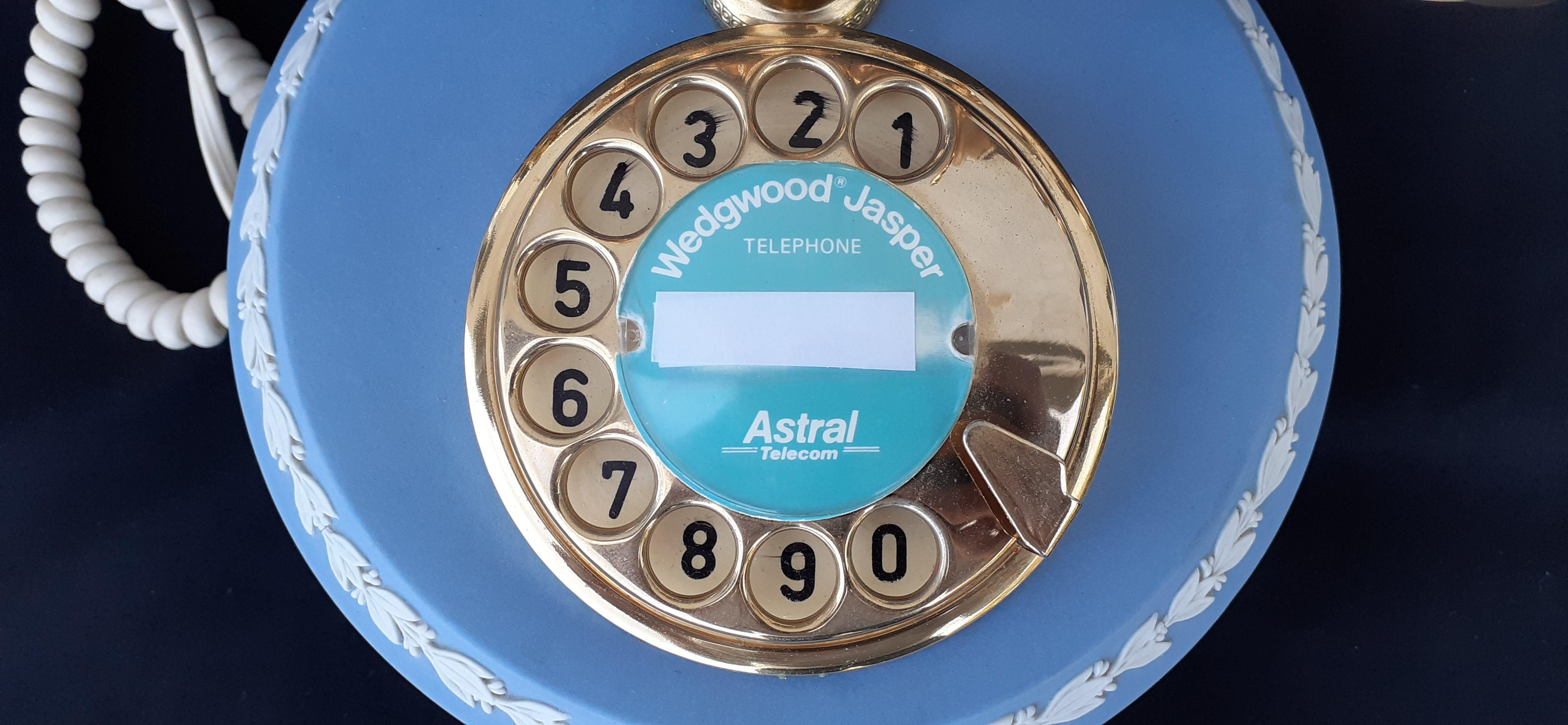 RARE Wedgwood Jasperware Blue Rotary Dial Astral Vintage Telephone Collector For Sale 10