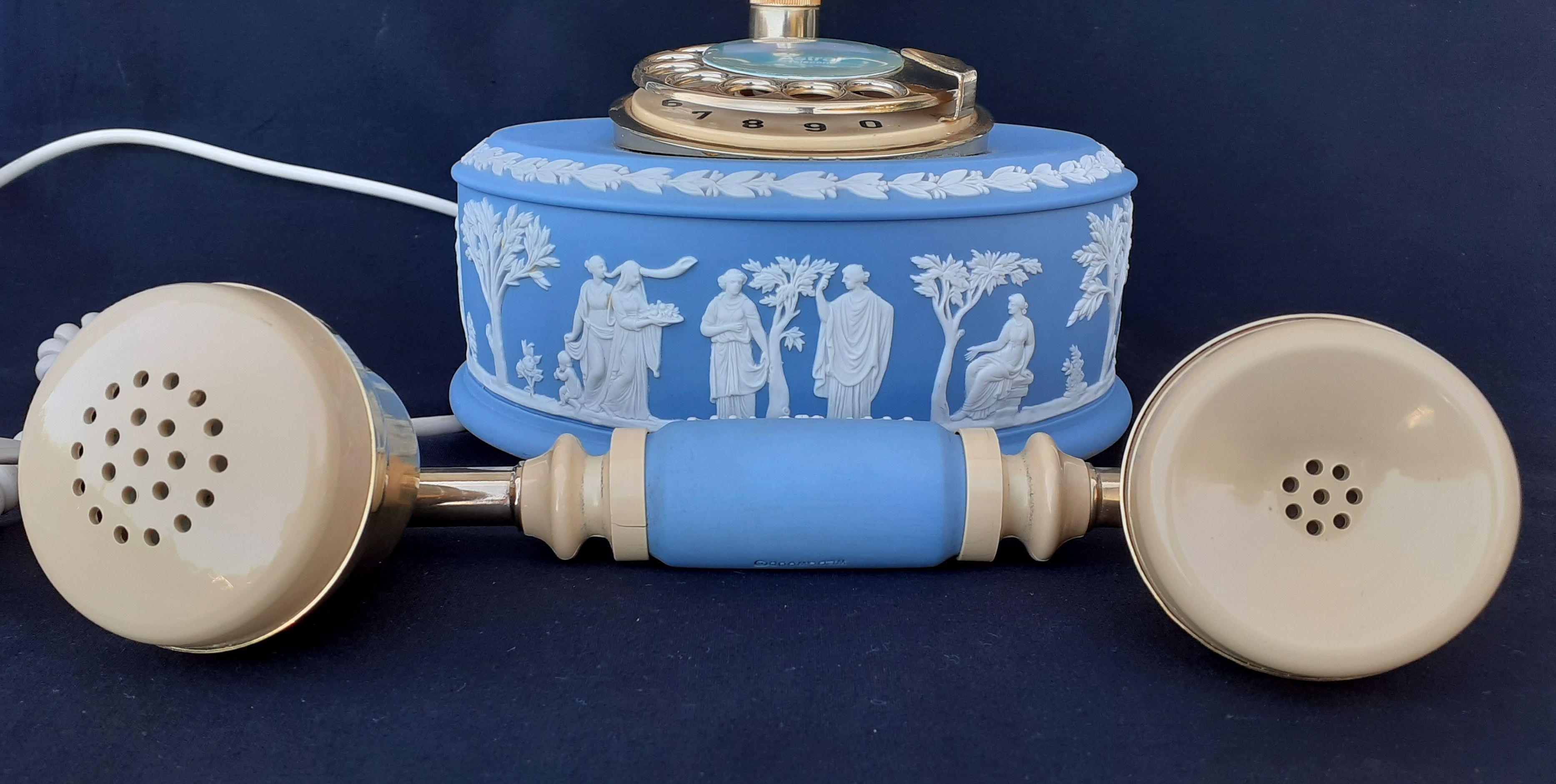 RARE Wedgwood Jasperware Blue Rotary Dial Astral Vintage Telephone Collector For Sale 12