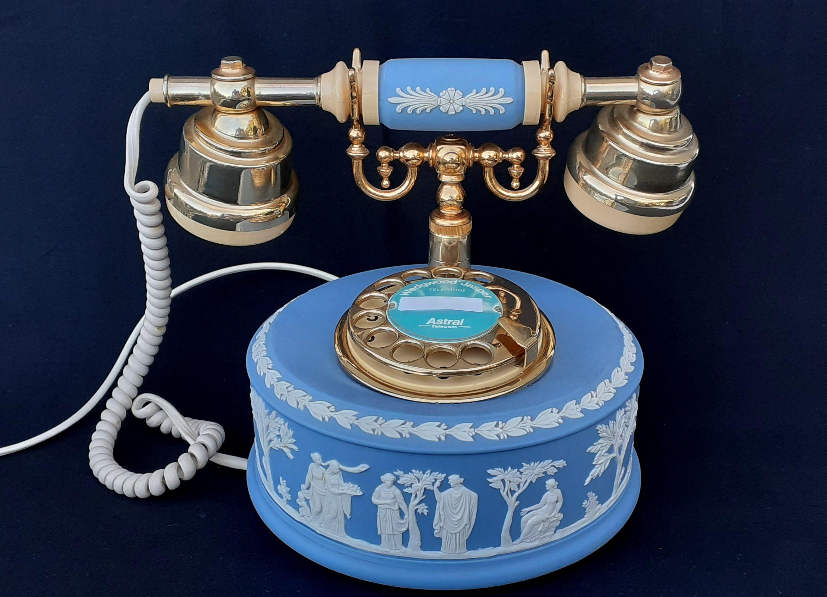 Exceptional and Rare Authentic Wedgwood® Blue Jasper Astral Telephone

The telephone is from the Astral brand, and the decor is from Wedgwood®

Wedgwood® is a Registered Company of British pottery, porcelain and earthenware factory 

This is a real