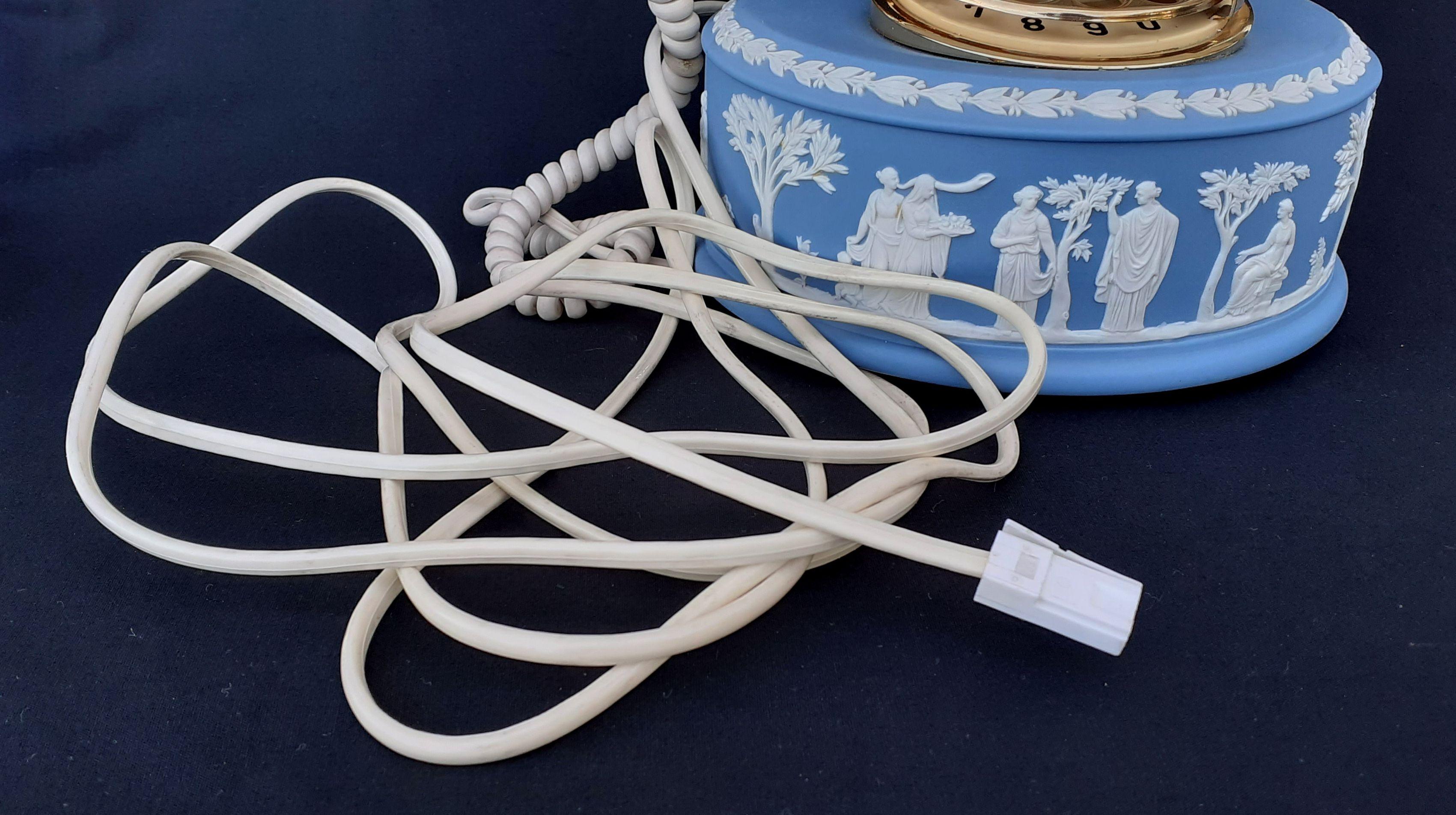 RARO Wedgwood Jasperware Blu Quadrante rotante Astral Telefono d'epoca da collezione 1