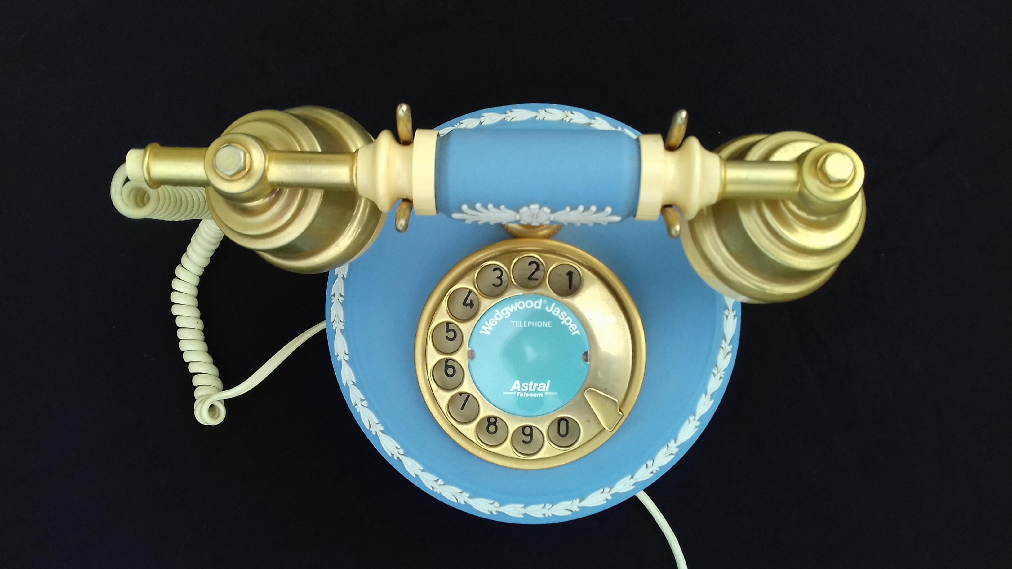 RARE Wedgwood Jasperware Blue Rotary Dial Telephone Astral Vintage Collector 5
