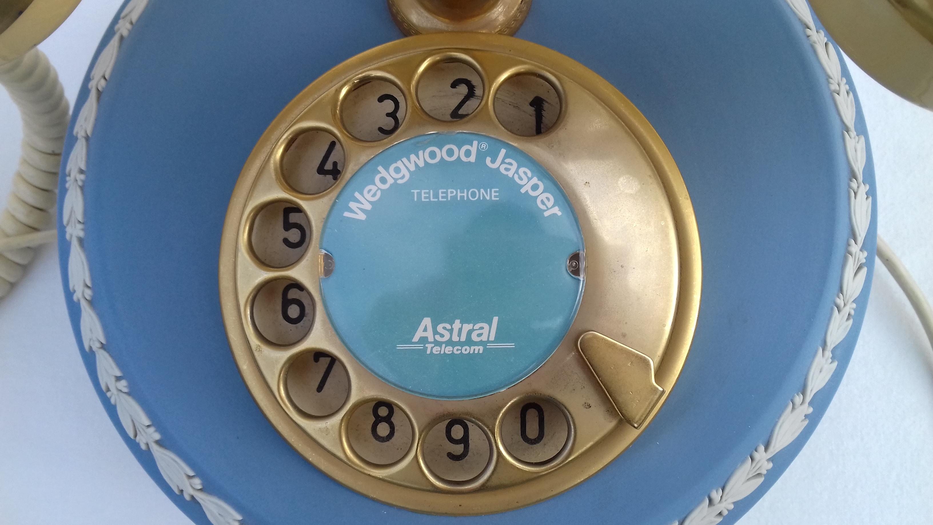 RARE Wedgwood Jasperware Blue Rotary Dial Telephone Astral Vintage Collector 9