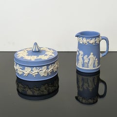 Rare Wedgwood Jewelry Box, Round Light Blue Jasperware Lidded Box