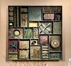 Sculpture murale polychrome, dorée et patinée de Paul Evans