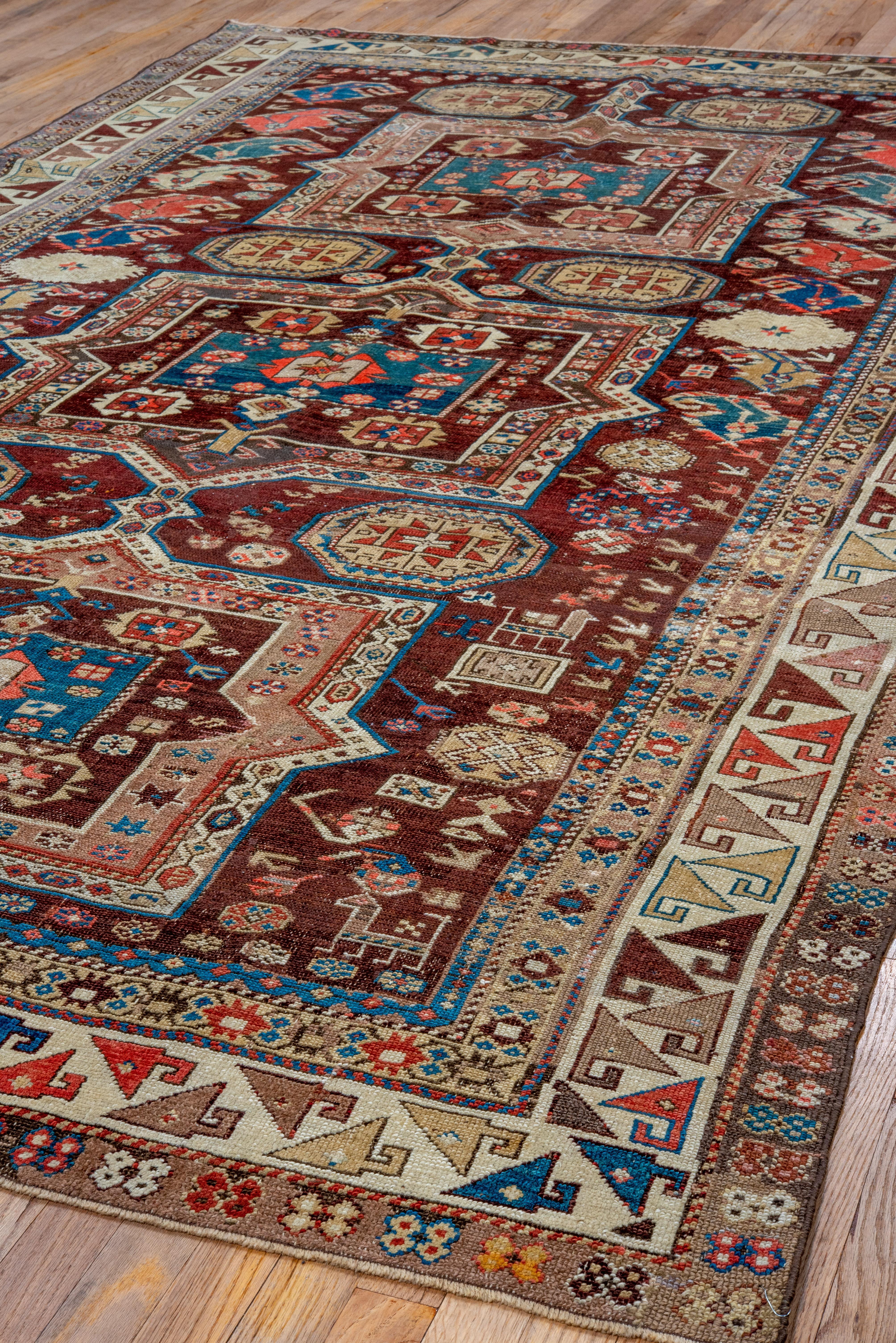 Hand-Knotted Rare Well Woven Colorful Caucasian Shirvan Rug, circa 1920s
