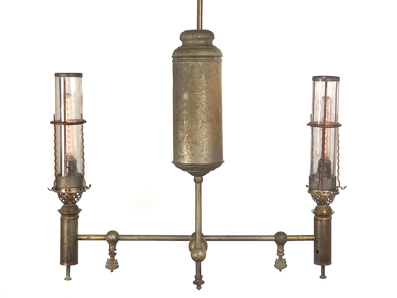 Industrial Rare Welsbach Hydro-Carbon Chandelier, Electrified