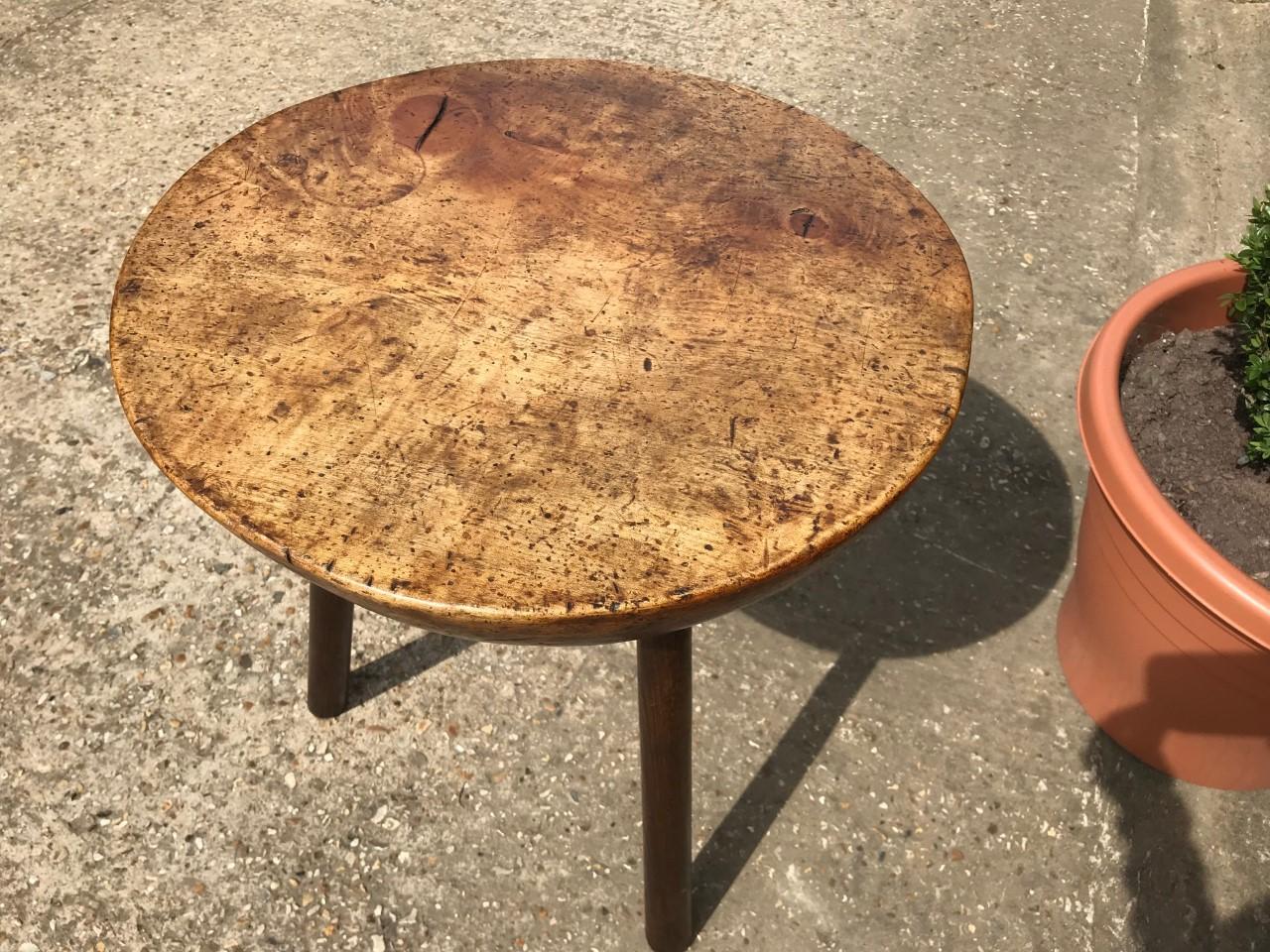 Hand-Crafted Rare Welsh West Country Sycamore Primitive Cricket Table 