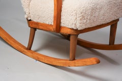 Rare Werner West Rocking Chair in Sheepskin, 1930/1940s