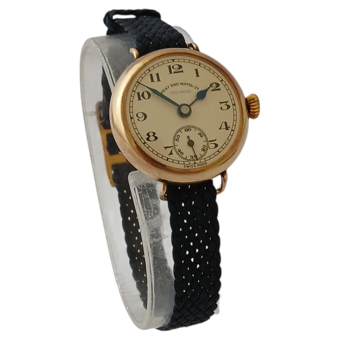 Rare West End Watch Company Secundus Gold Plated Hand Wind Military Watch