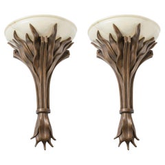 Rare Wheat Sheaf Wall Sconces Attributed to Angelo Donghia, 1995