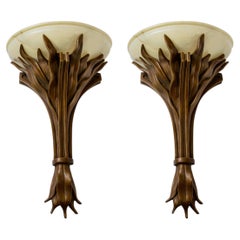 Rare Wheat Sheaf Wall Sconces Attributed to Angelo Donghia, 1995