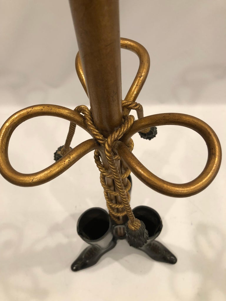 Rare Whimsical Bronze Umbrella Stand with Ladies Boot Motif by Maitland