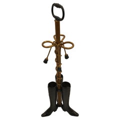 Rare Whimsical Bronze Umbrella Stand with Ladies Boot Motif by Maitland Smith