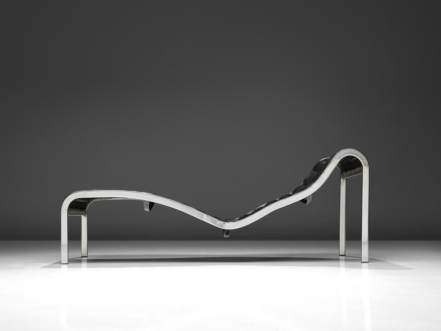 Mid-Century Modern Rare 'Whist' Chaise Longue in Black Leather by Olivier Mourgue