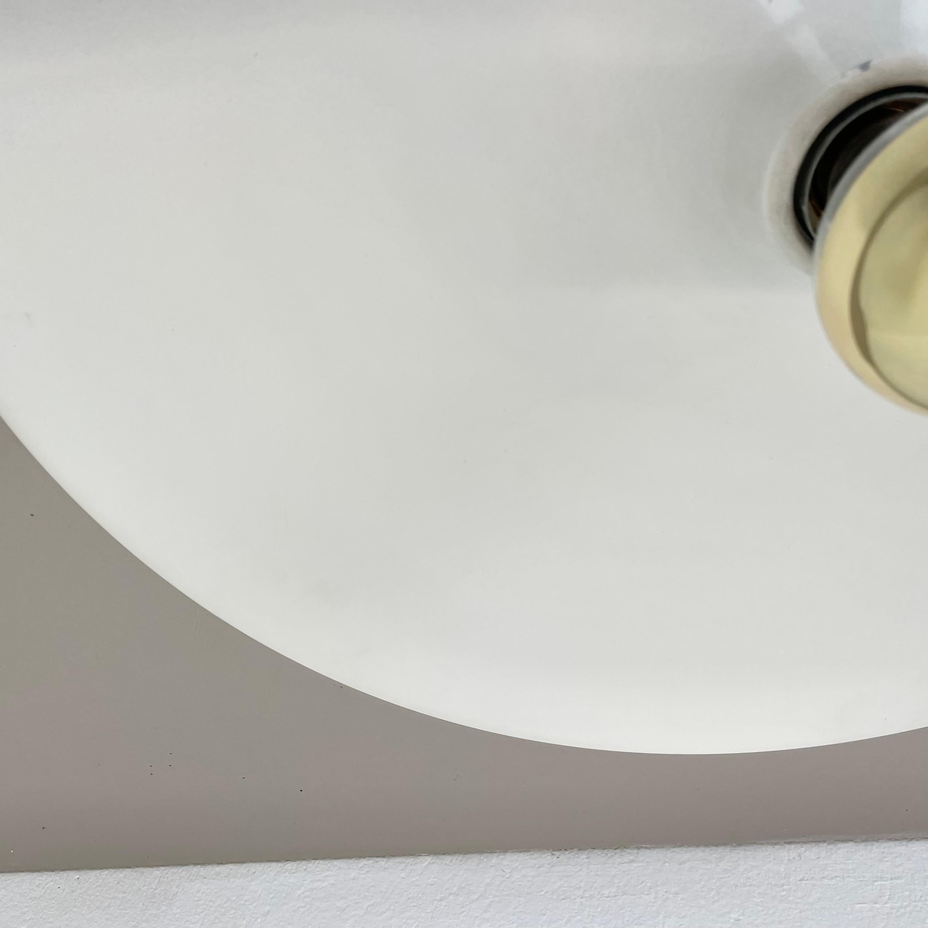 Rare white Charlotte Perriand 52cm Disc Wall Light by Honsel, Germany 1970s For Sale 7