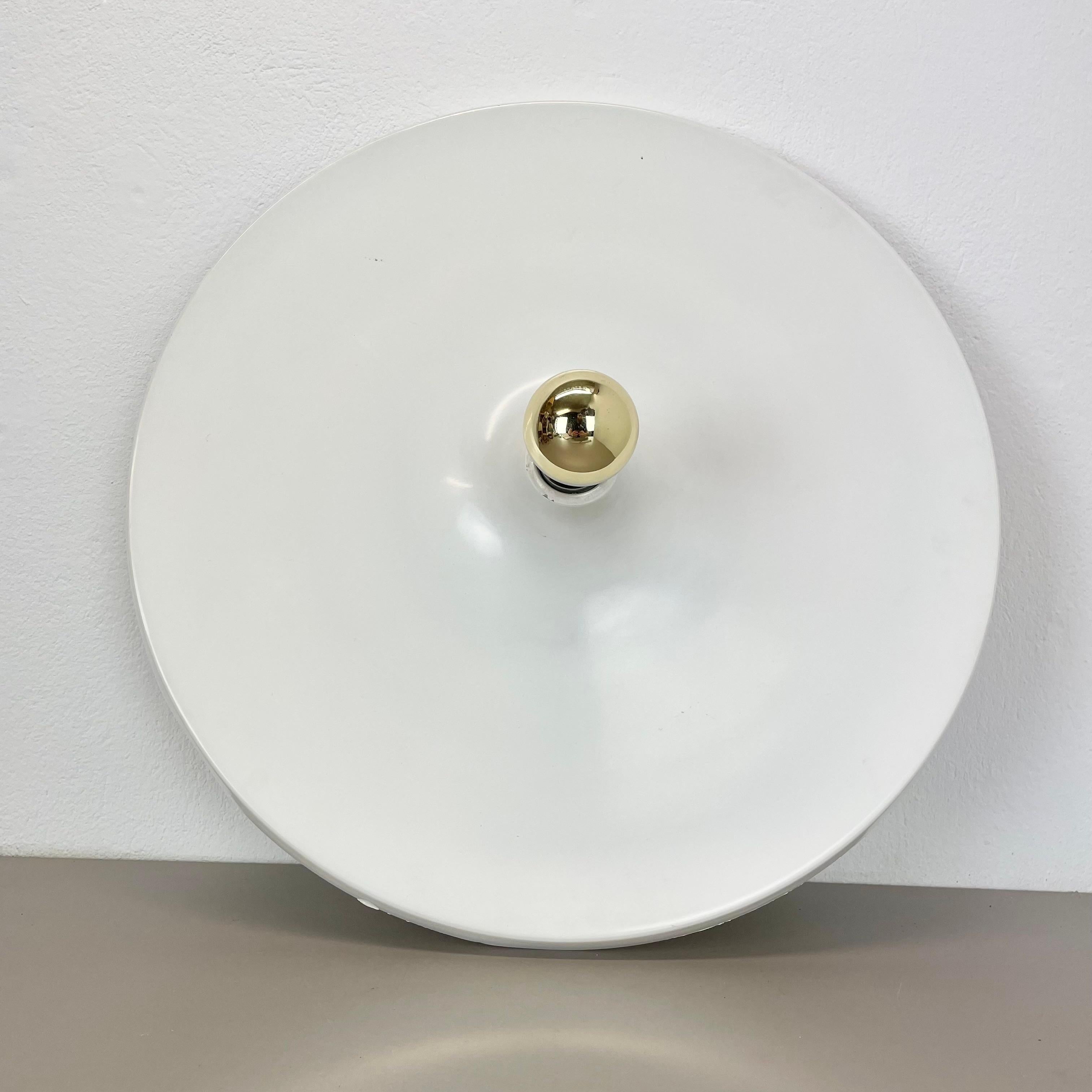 Rare white Charlotte Perriand 52cm Disc Wall Light by Honsel, Germany 1970s For Sale 1