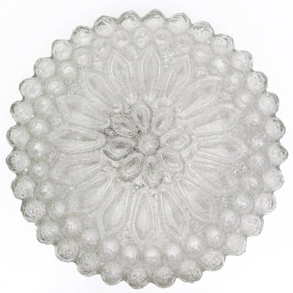 Rare German Vintage White Crystal Glass Ceiling or Wall Flush Mount, 1960s For Sale