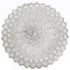 Rare German Vintage White Crystal Glass Ceiling or Wall Flush Mount, 1960s