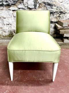 Raro sgabello con schienale gessato bianco di Andre Arbus