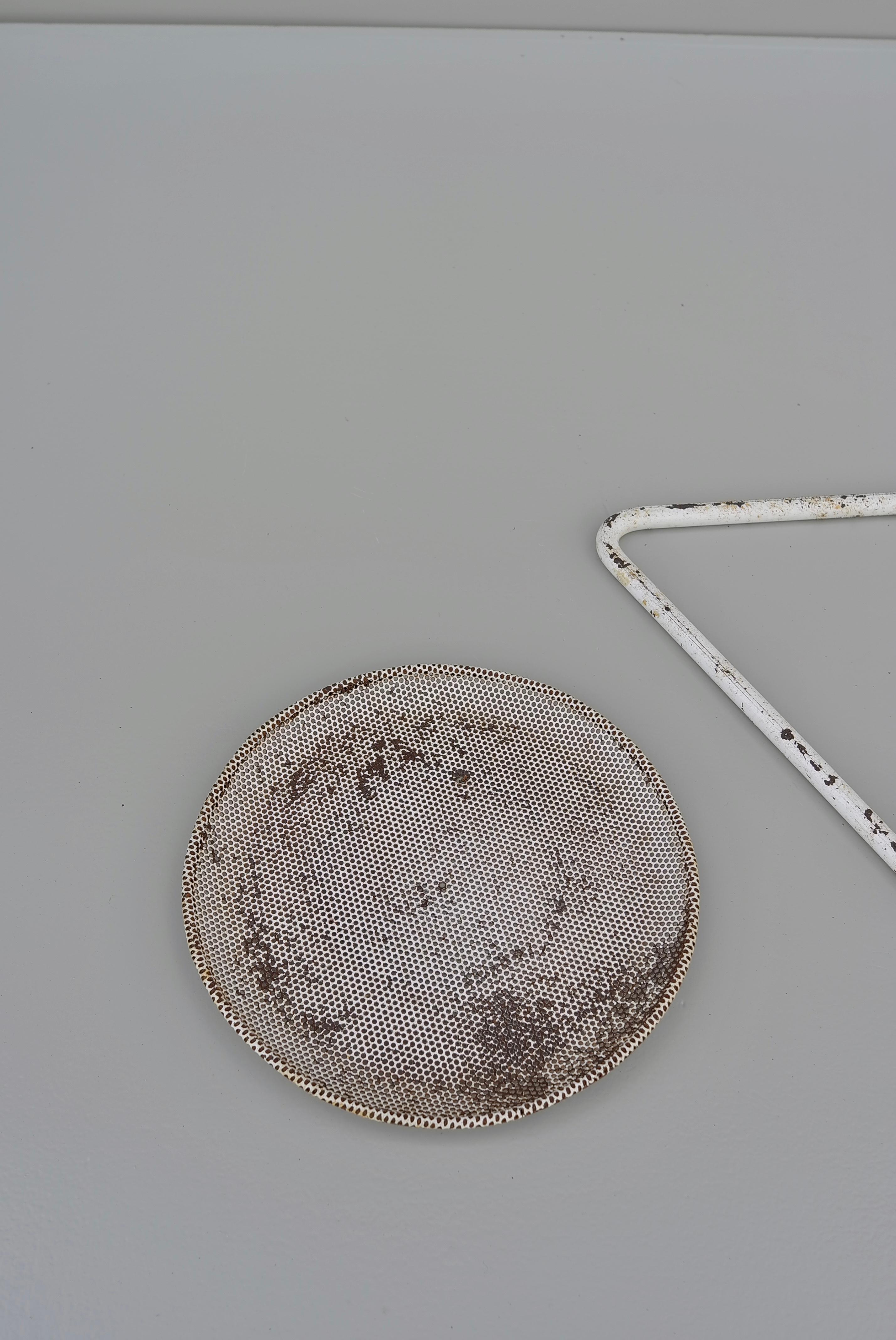 Rare White Metal side Table Cocktail drinks Tray by Mathieu Matégot France 1950 In Fair Condition For Sale In Den Haag, NL