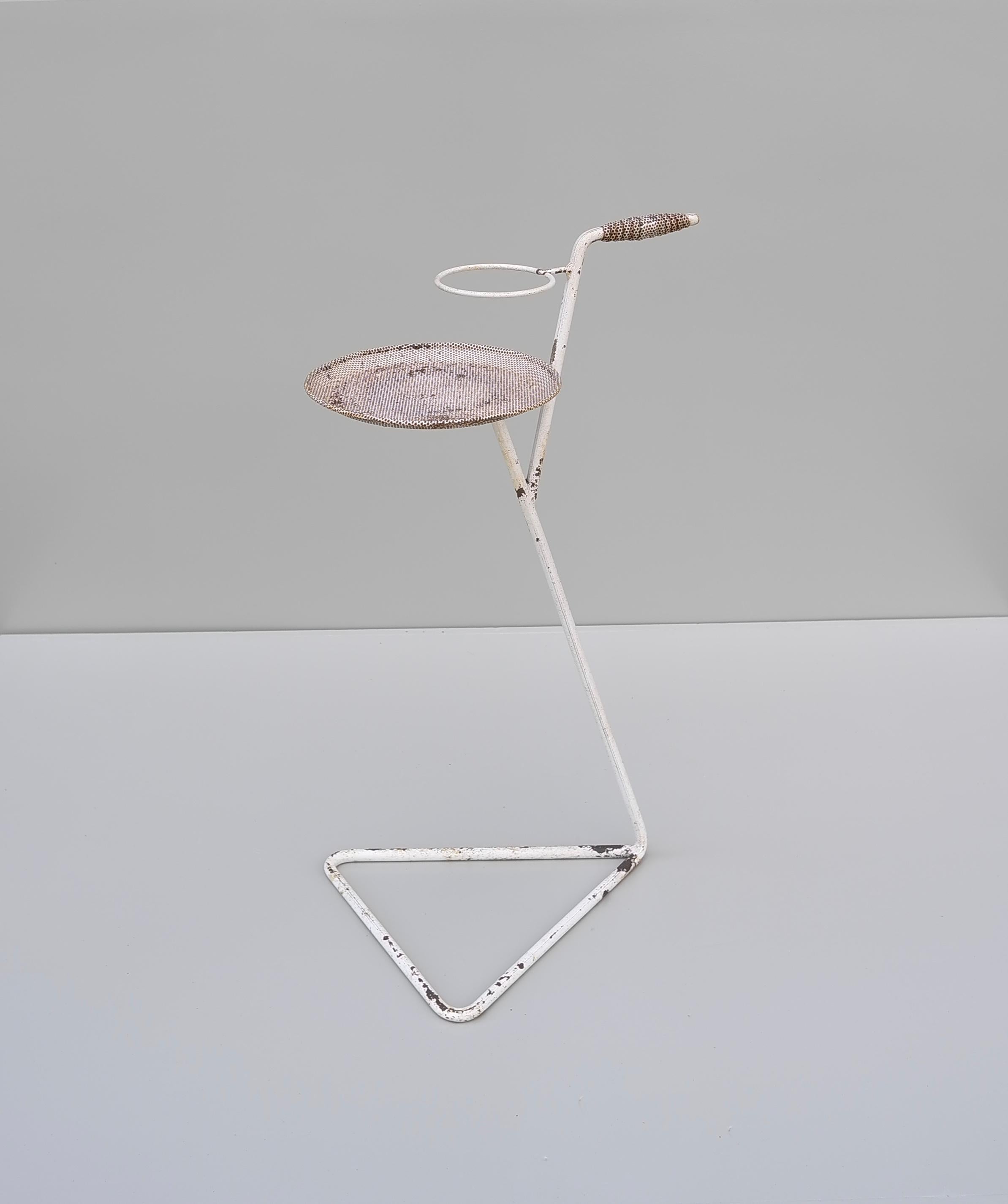 Rare White Metal side Table Cocktail drinks Tray by Mathieu Matégot France 1950 For Sale 1