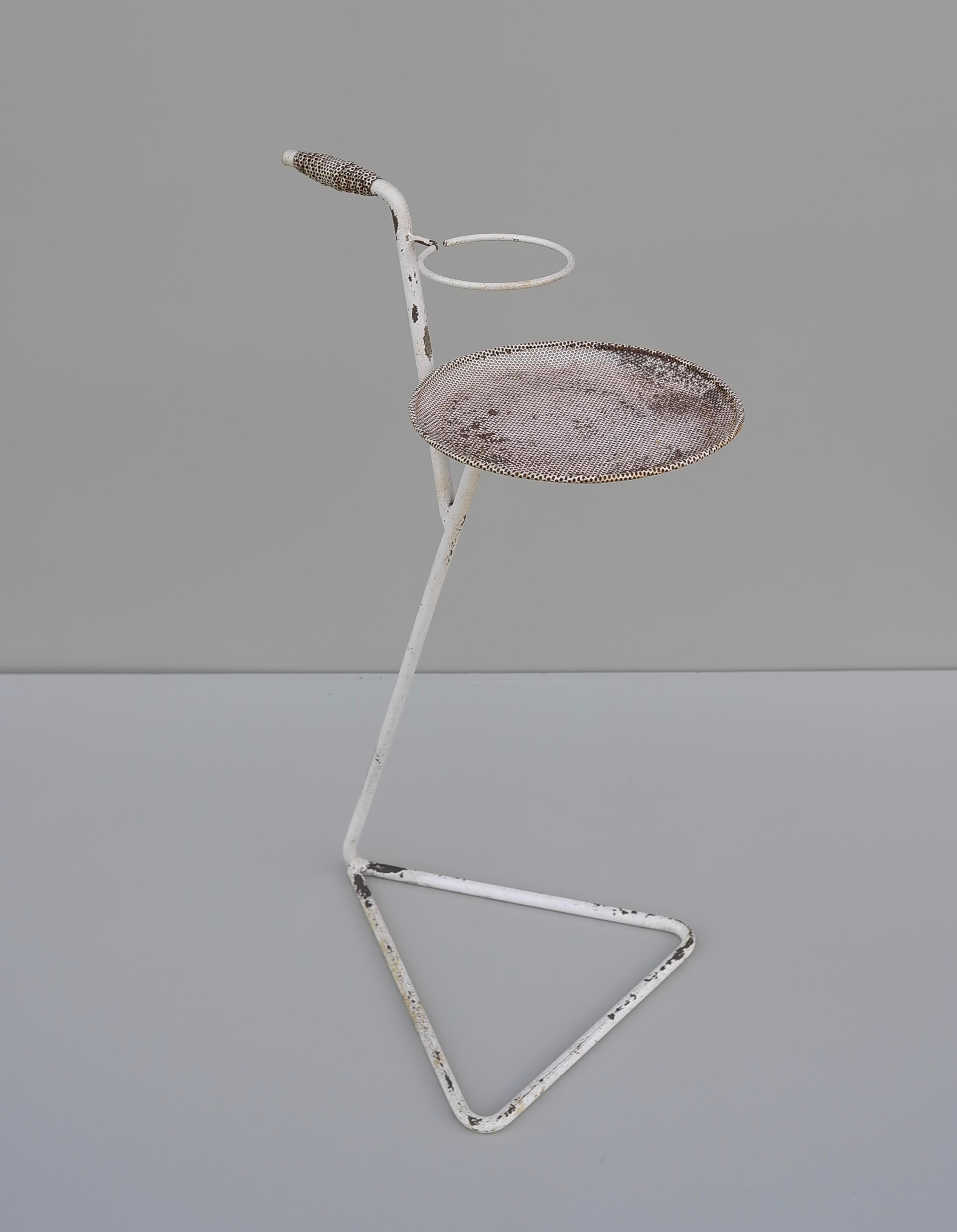 Rare White Metal side Table Cocktail drinks Tray by Mathieu Matégot France 1950 For Sale 2