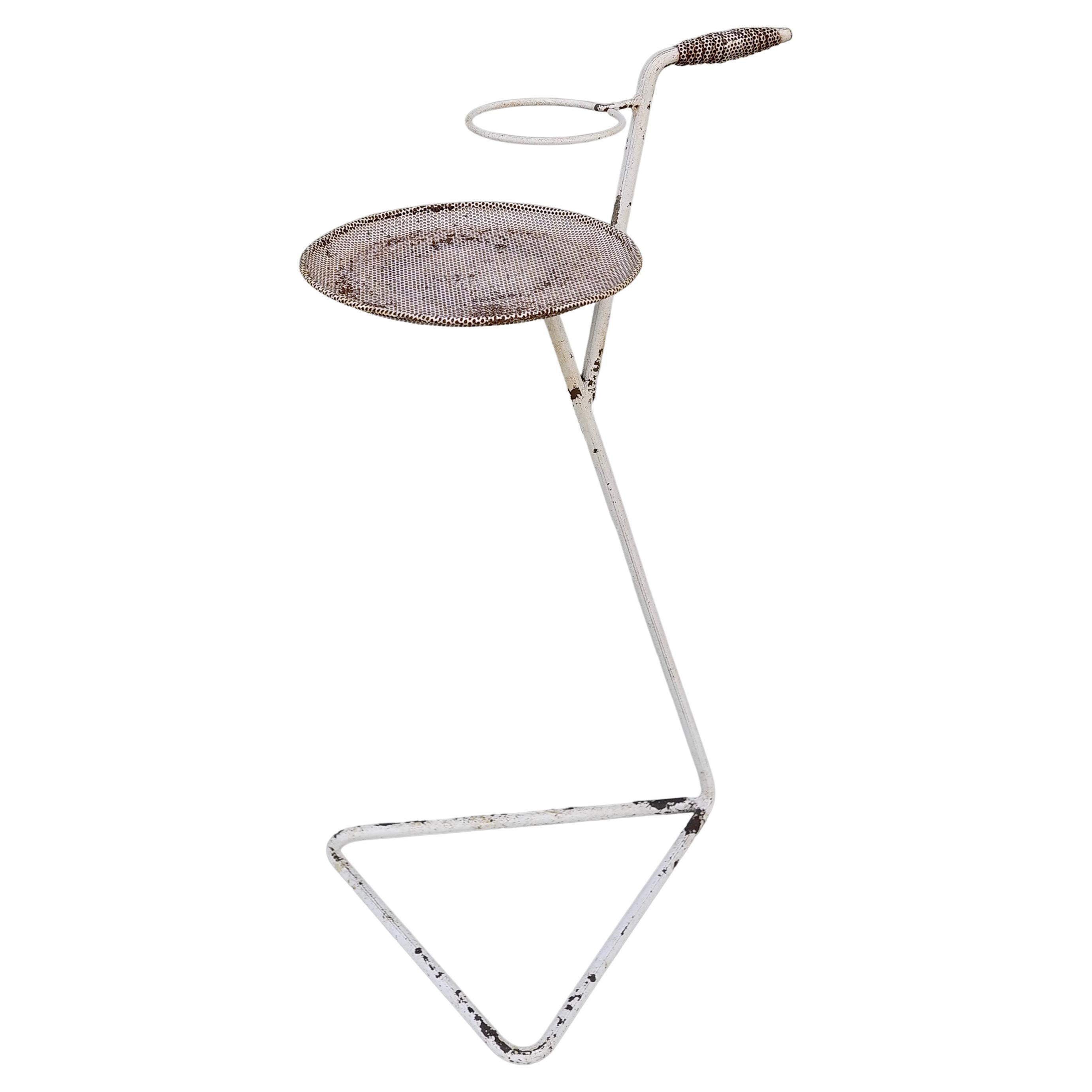 Rare White Metal side Table Cocktail drinks Tray by Mathieu Matégot France 1950 For Sale