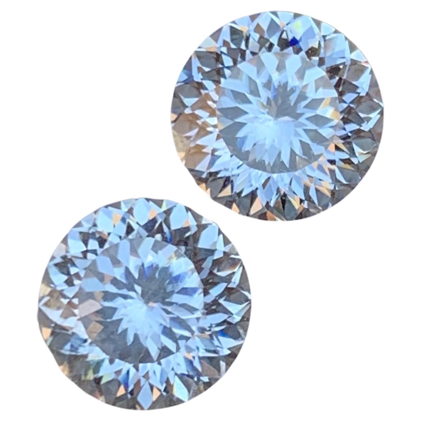 Rare White Moissanite Gemstones, 3.60 Ct Round Brilliant for Earrings or Studs