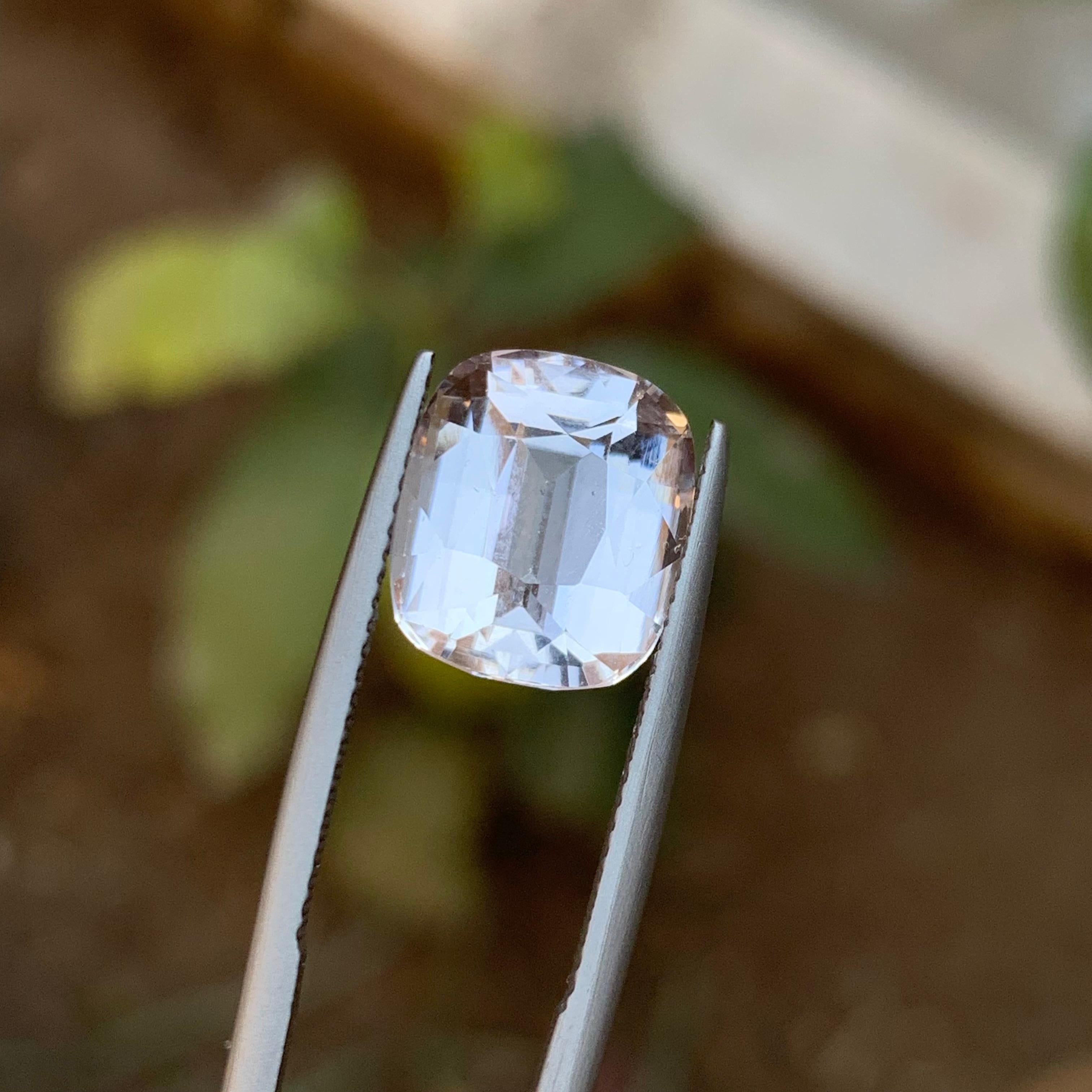Rare White Natural Morganite Gemstone, 6.10 Ct Cushion Cut for Ring/Pendant Afg For Sale 3
