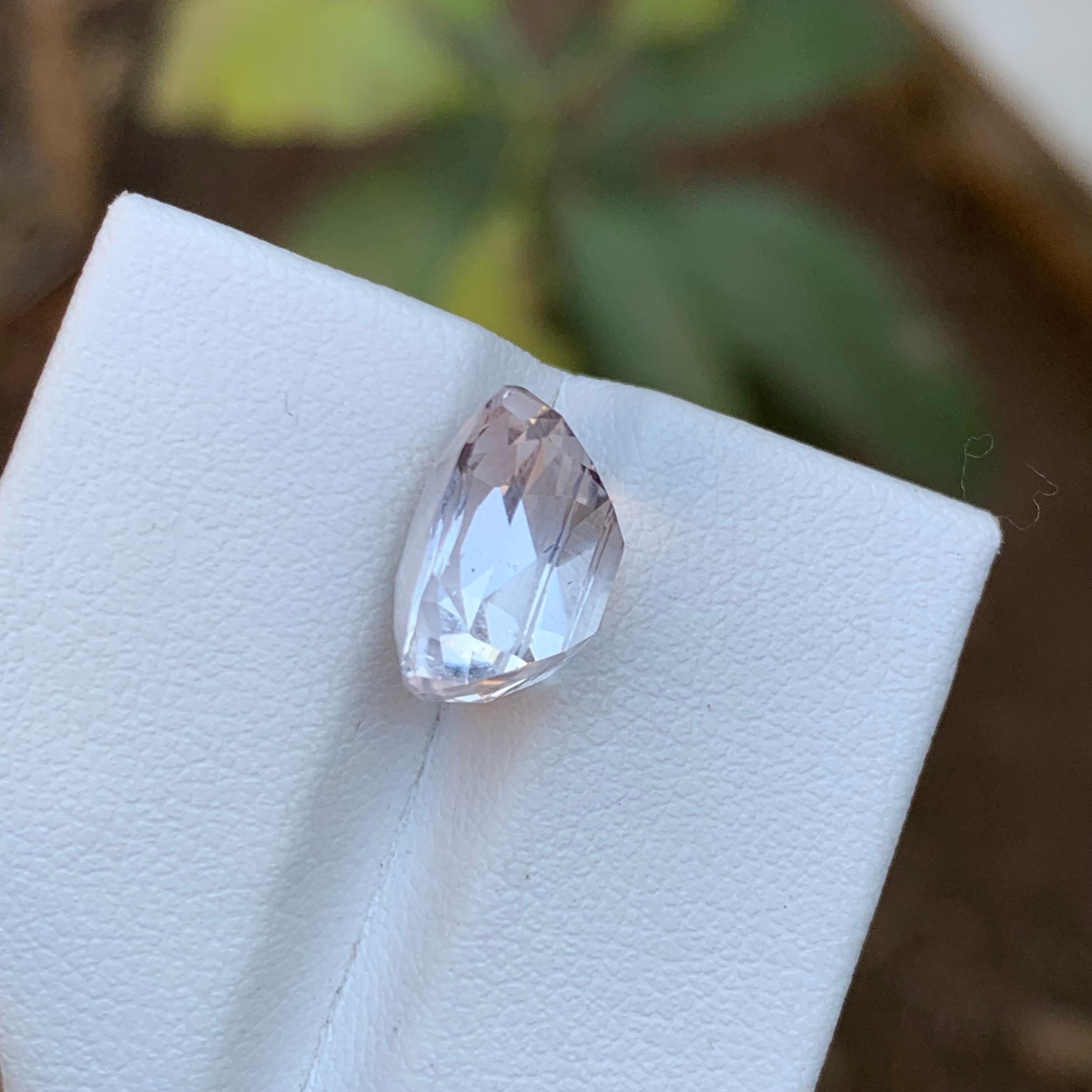 Rare White Natural Morganite Gemstone, 6.10 Ct Cushion Cut for Ring/Pendant Afg For Sale 4