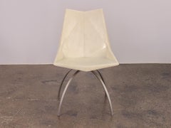 Rara sedia bianca Paul McCobb Origami con base a ragno