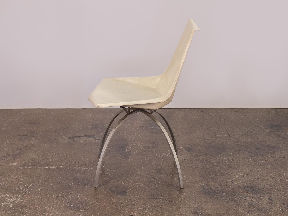Mid-Century Modern Rare White Paul McCobb Origami Chair on Spider Base For Sale