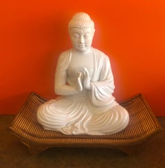 Rare White Porcelain / Blanc De Chine Buddha on Pedestal by Fitz and Floyd