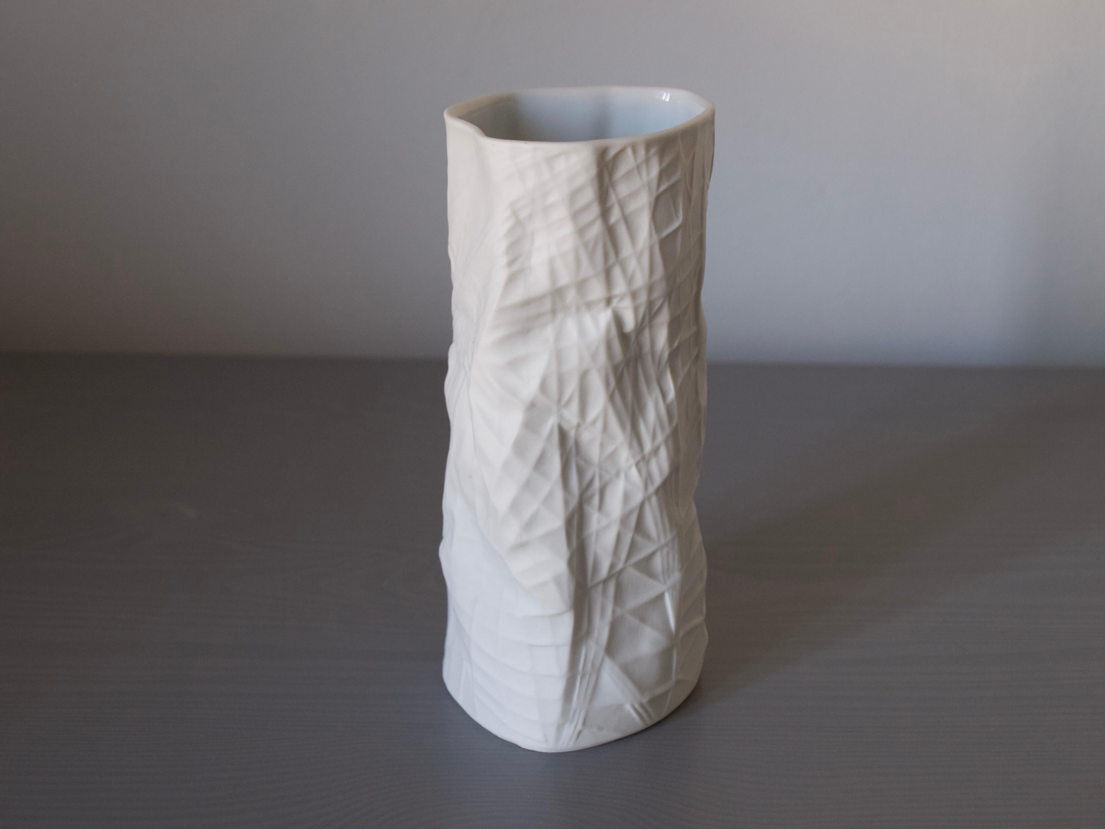 Porcelain Rare White Rosenthal Studio Line 'Structura' Vase by Martin Freyer