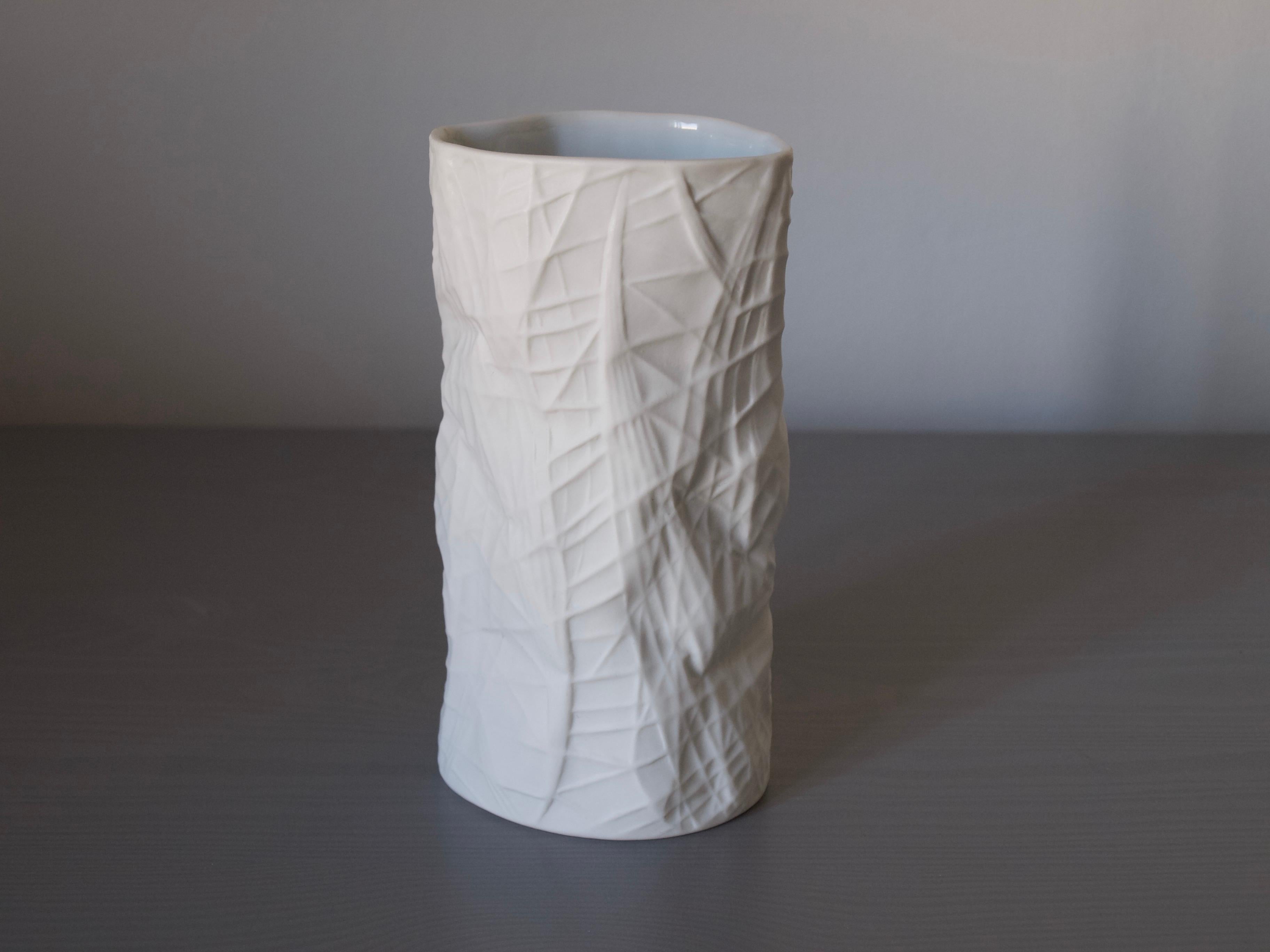 Mid-Century Modern Rare vase blanc « Structura » de Rosenthal Studio Line par Martin Freyer
