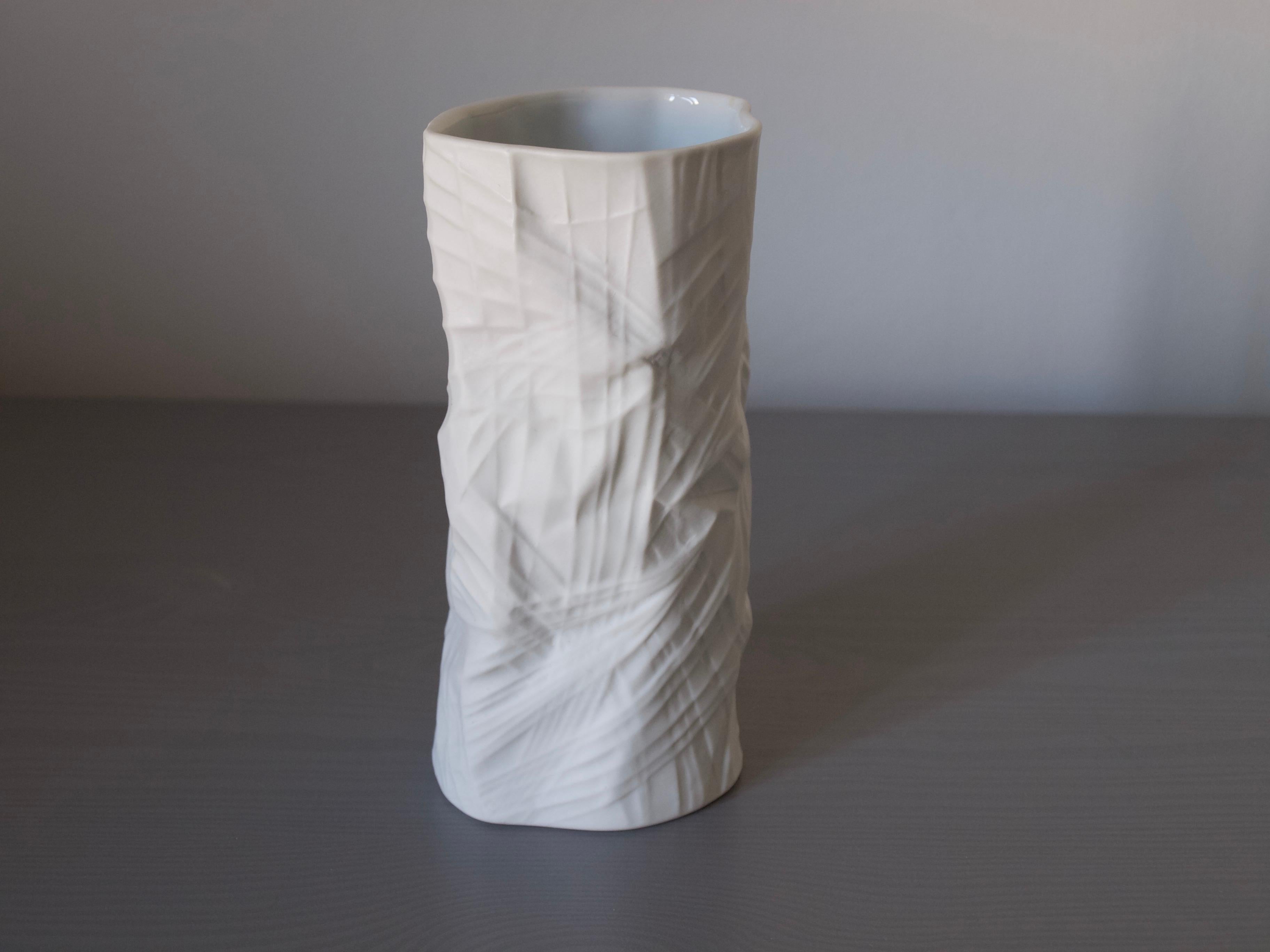 Milieu du XXe siècle Rare vase blanc « Structura » de Rosenthal Studio Line par Martin Freyer