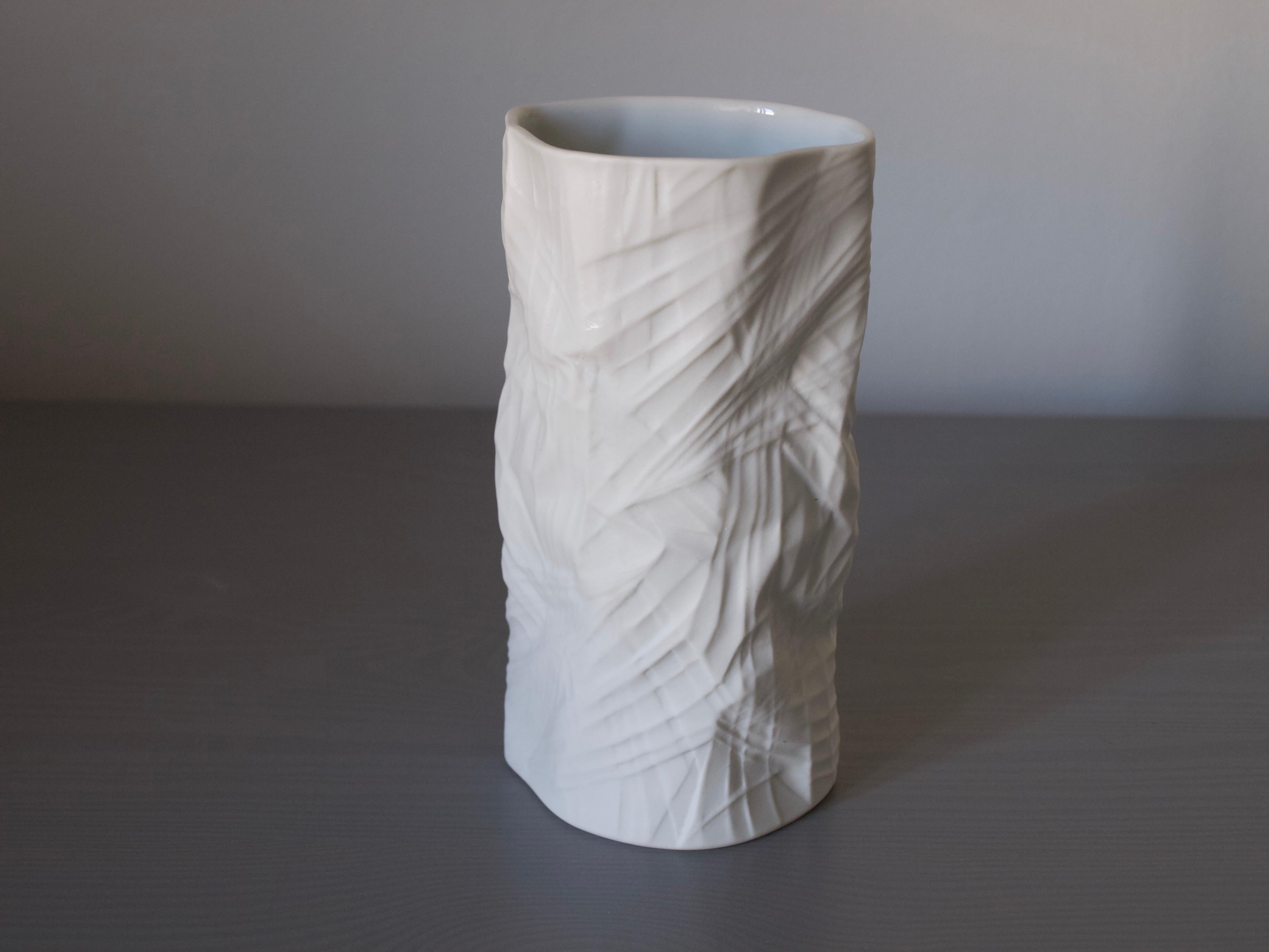 German Rare White Rosenthal Studio Line 'Structura' Vase by Martin Freyer