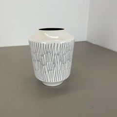 Rare white zig zag Fat Lava Ceramic Vases by ILKRA Ceramics, Germany 1970s