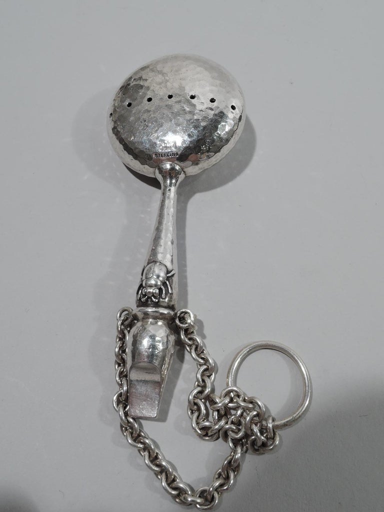 Rare Whiting Japonesque Mixed Metal Hand Hammered Whistle Rattle For ...