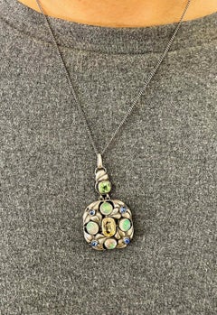 Rare Wiener Werkstatte Arts & Crafts Multi Gem Statement Pendant Necklace