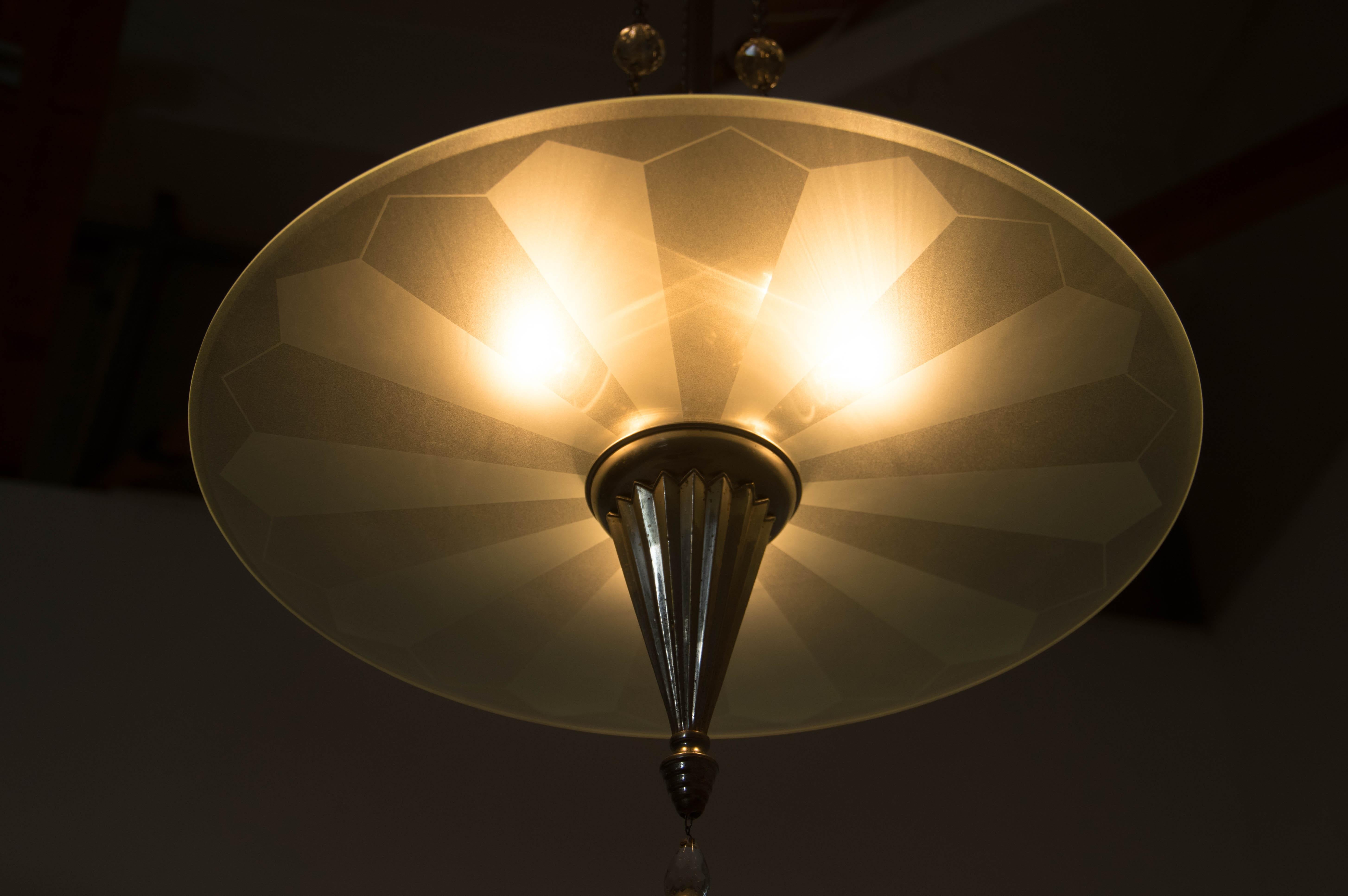 Rare Wiener Werkstatte Chandelier, Attributed to Dagobert Peche, 1920s For Sale 6