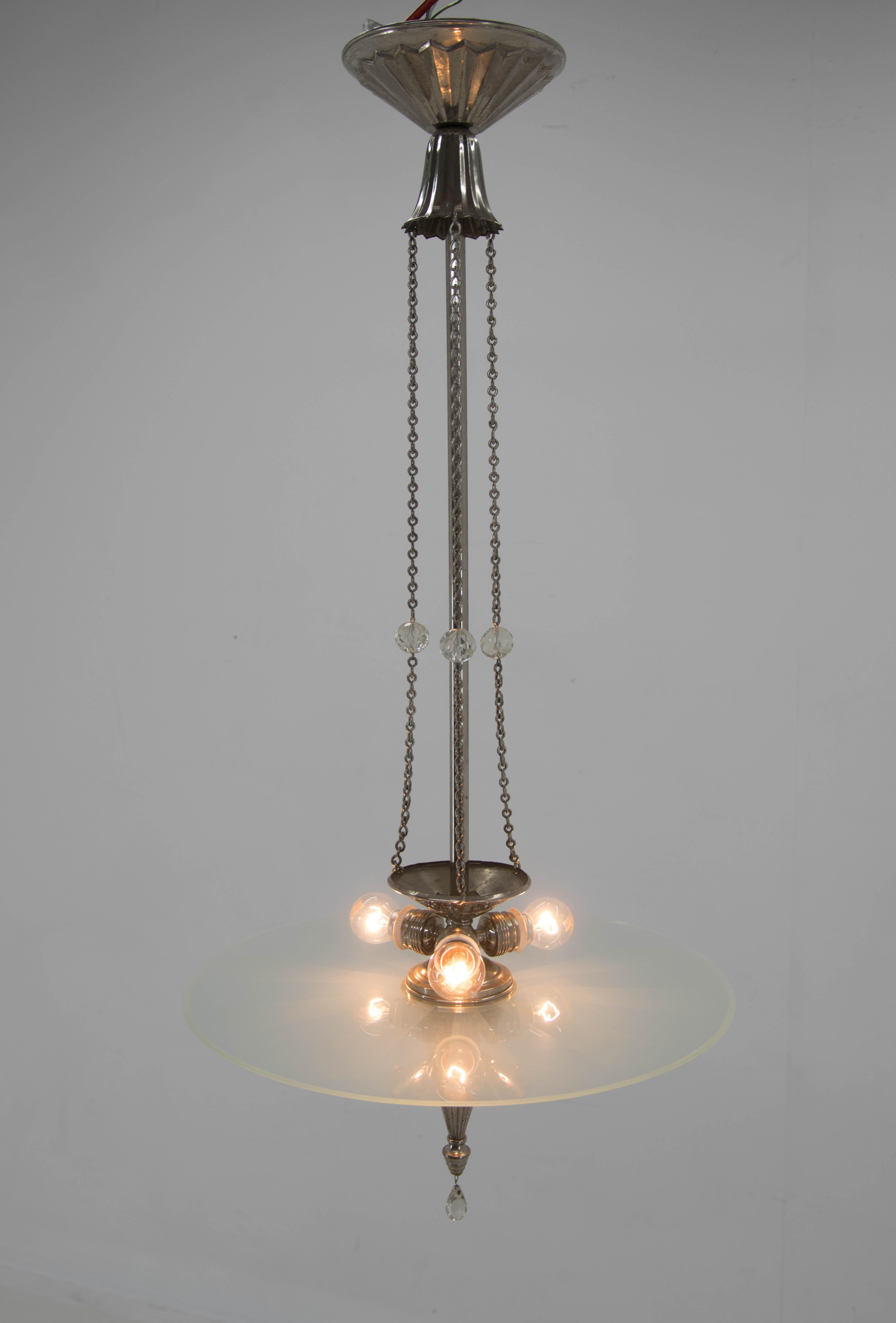 Art Nouveau Rare Wiener Werkstatte Chandelier, Attributed to Dagobert Peche, 1920s For Sale